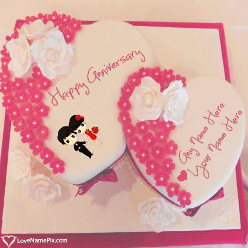 Heart Anniversary Cake For Husband With Name