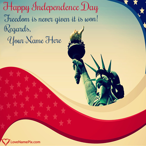 Independence Day USA Greetings Cards With Name