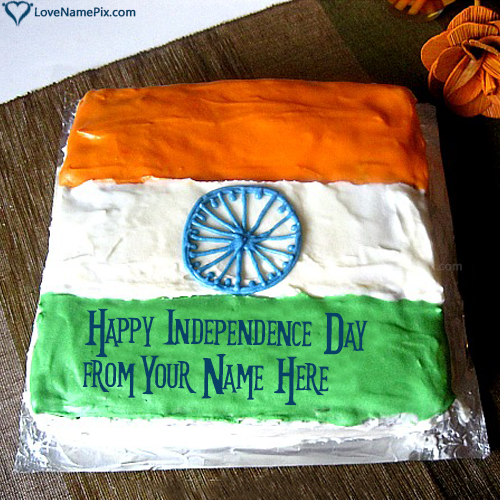 Indian National Flag Cake With Name