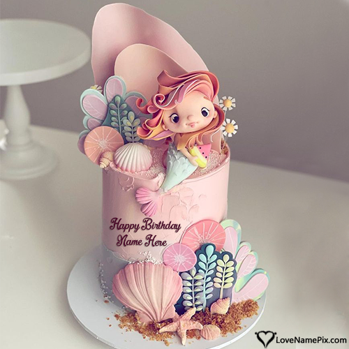 Little Mermaid Birthday Cake Design With Name