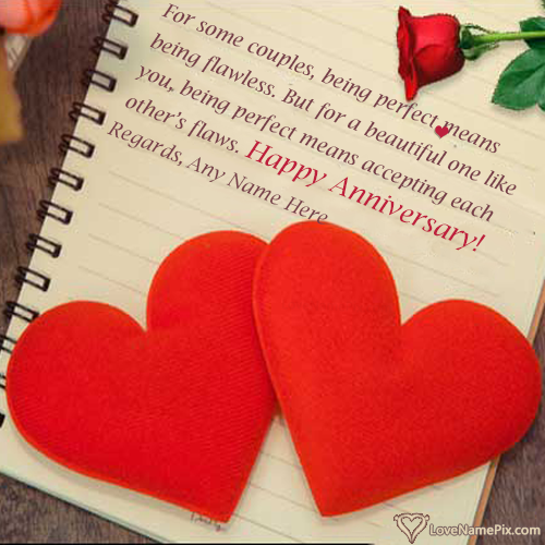 Love Hearts Happy Anniversary Wishes For Couple With Name