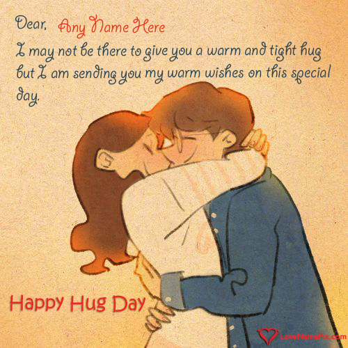 Lovers Happy Hug Day Message With Name