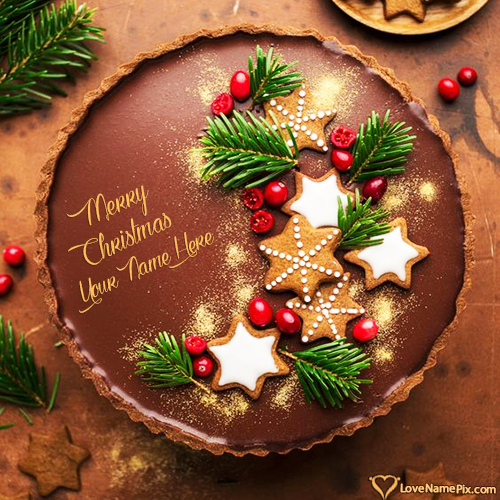 Merry Christmas Wishes Cake Editor Online With Name