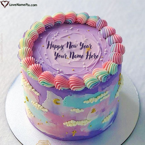 Modern Happy New Year Cake Photo With Name