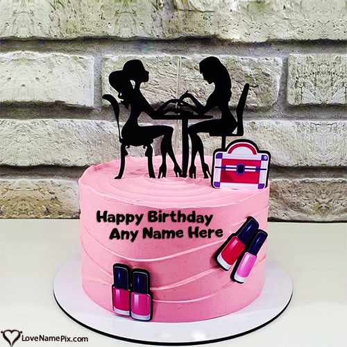 Nail Art Salon Birthday Cake For Girls With Name