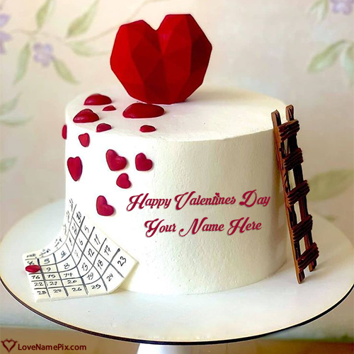 Online Happy Valentine Cake Heart Topper With Name Generator With Name