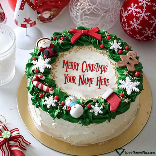 Chocolate Merry Christmas Cake With Name Edit