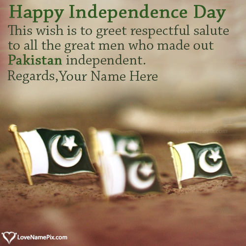 Pakistan Independence Day Greeting Cards With Name