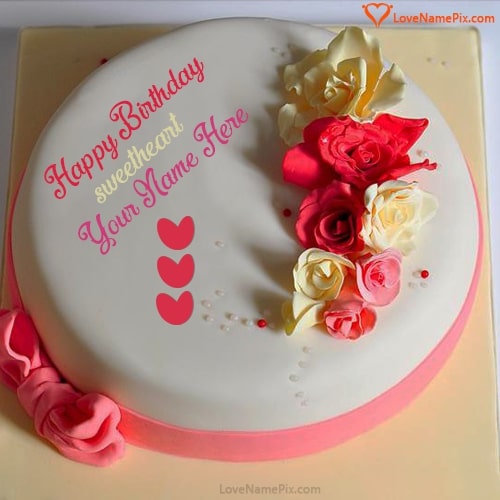 Plain Roses Birthday Cake For Lover With Name