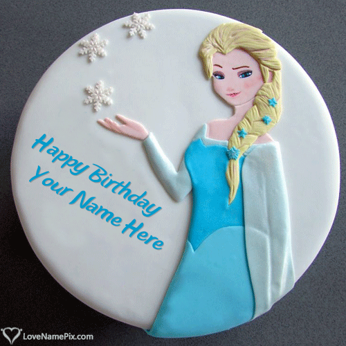 Princess Elsa Birthday Cake For Girls With Name
