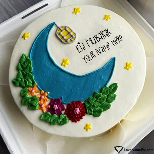 Romantic Eid Mubarak Wishes Cake for Love With Name