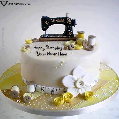Sewing Machine Professional Birthday Cake For Tailors With Name