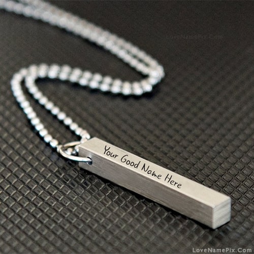 Silver Bar Pendant Necklace With Name