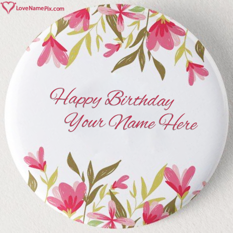 Simple Floral Flowers Birthday Wishes Cake For Girls With Name