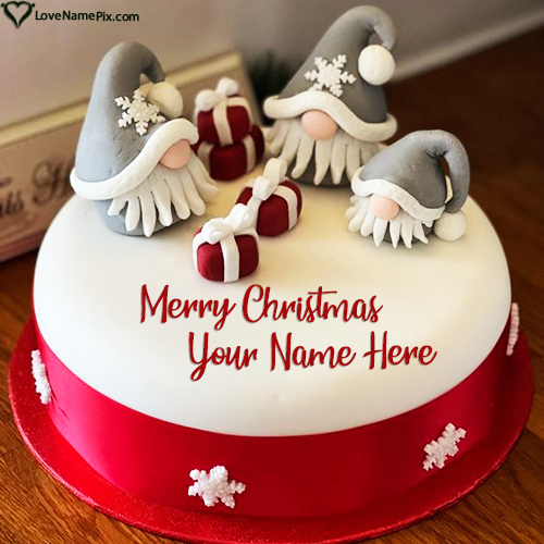 Snowy Santa Merry Christmas Cake Generator With Name