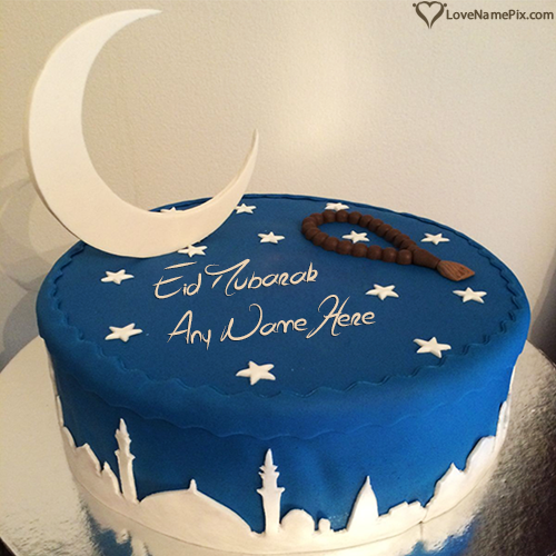 Stars Moon Best Eid Mubarak Cake With Name