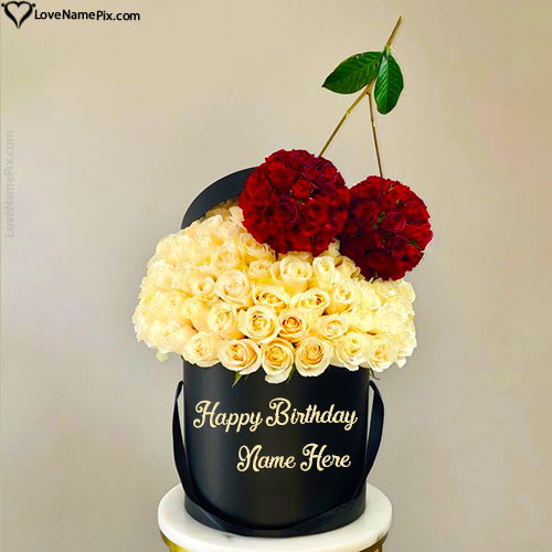 Stylish Happy Birthday Flowers Wishes for Lovers With Name