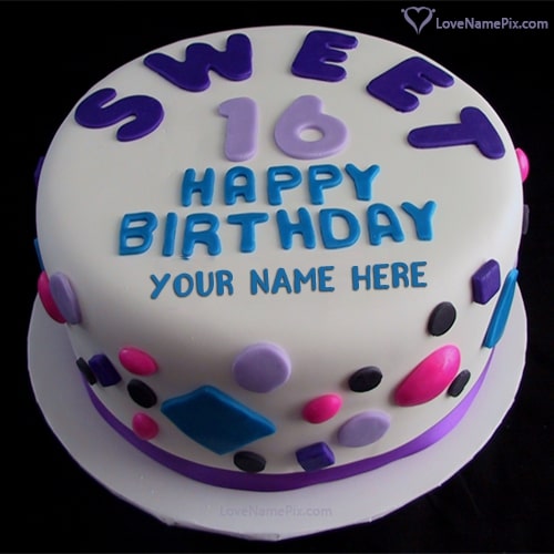 Sweet 16th Birthday Cake For Girls With Name