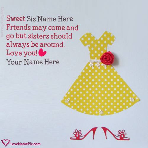 Sweet Girly Love Card For Sister With Name