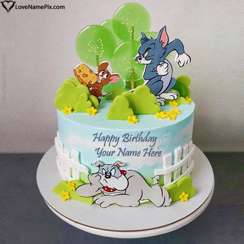 Tom And Jerry Cartoon Birthday Cake With Name