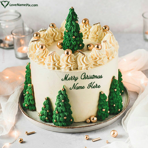 Traditional Christmas Tree Cake With Name