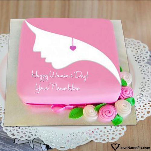 Unique Design Womens Day Cake With Name