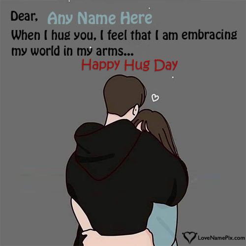 Write Your Name On Hug Day Image With Name Editor